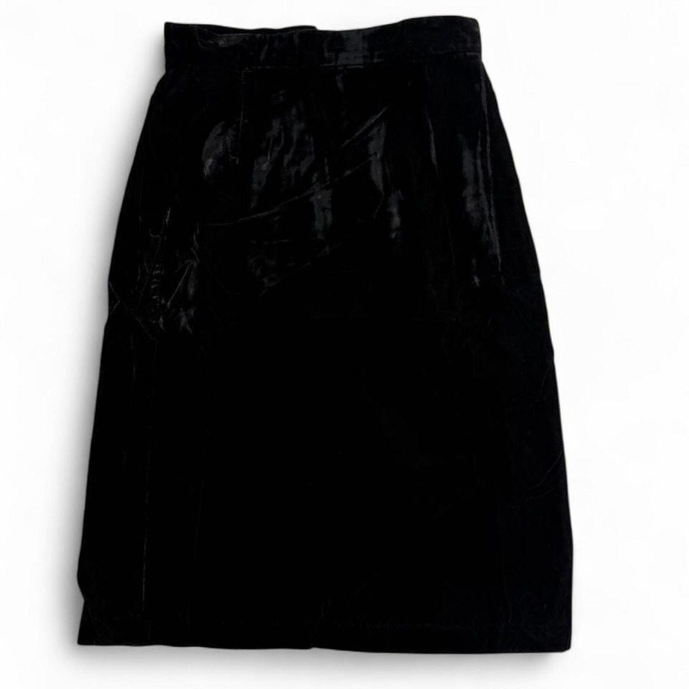 Black Velvet Whimsigoth High Waisted Tailored Midi Pencil Skirt